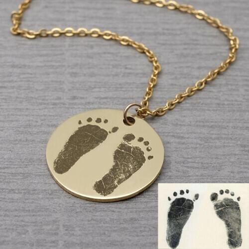 Personalized Baby Footprint Necklace,Custom Footprint Photo Necklace,Memorial Jewelry Baby Commemorative Gift,Gift for her