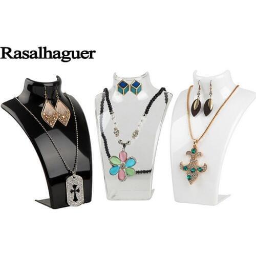 Rasalhaguer Luxury Mannequin 6PCS Necklace and Earrings Jewelry Pendants Display Stand Holder Shelf 3 Colors L21*W13.5*H7.5CM