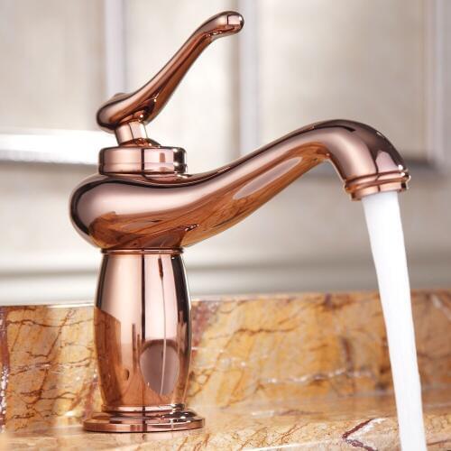 Luxury Rose gold solid brass copper Unique style basin faucet golden European Hot and cold water basin tap--M356