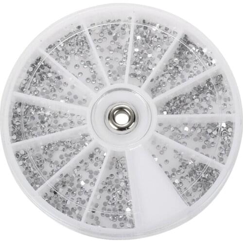 Silver rhinestones carousel boxes Crystal nail manicure Nail Art Glitter 1.5 MM wheel