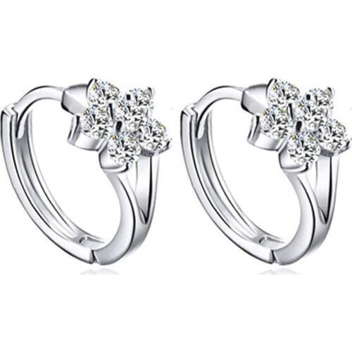 925 Sterling Silver Exquisite Snowflake Cubic Zircon Hoop Earrings Statement Wedding Earring For Christmas Gifts S-E12