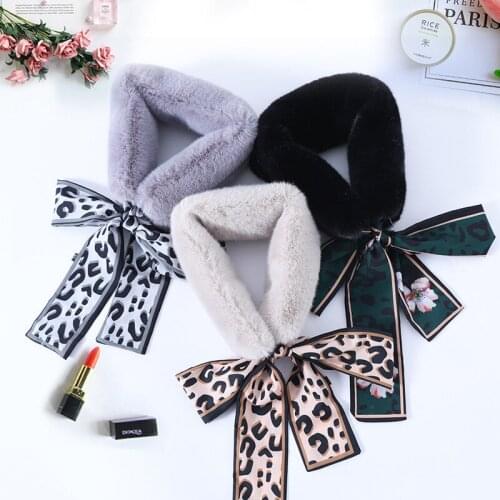 Leopard Plush Scarf For Ladies Soft Faux Fur Thick Neck Warmer Shawl Women Autumn Winter Warm Neck Collar Snood Scarves