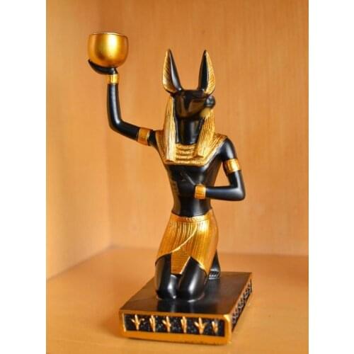 1PCS RESIN ANUBIS EGYPT DOG GOD STATUE FOR VINTAGE HOME DECOR CREATIVE CRAFTS GIFTS