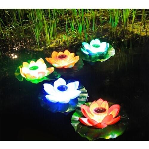 Solar Make a Wish Light Outdoor Waterproof Pond Water Float Light Solar Lotus Light Solar Garden Light Wishing Lotus Leaf Light