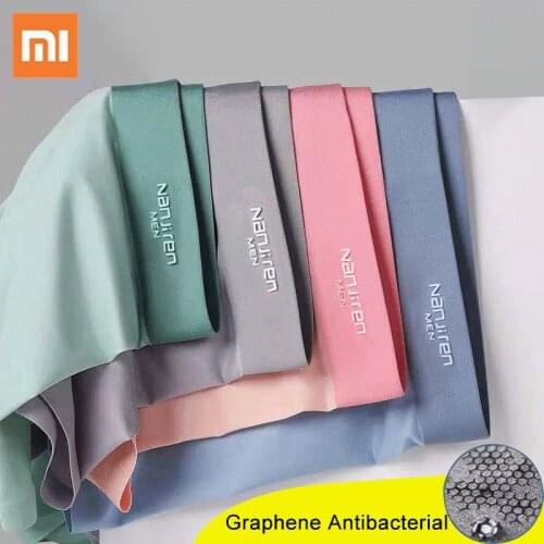 4PCS Xiaomi Mens Underwear Ice Silk Boxer Shorts Comfortable Soft Mens Panties Summer Breathable Cueca Sexy Lingerie Panties