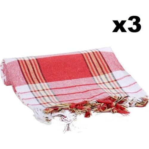 3 Pieces Turkish Bath Peshtemal Red Color 80x170cm Traditional Turkish Hamam Tower Great Quality Made in Turkey