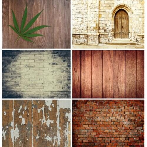 SHENGYONGBAO Vinyl Old Shabby Brick Wall Wood Plank Photography Background Vintage Backdrops for Studio Props 20926 FGL-05