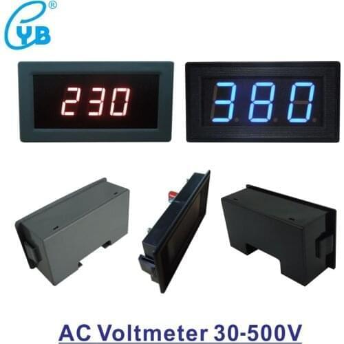 YB5130 AC Voltmeter 30-500V Voltage Meter 0.56'' 0.8'' LED Digital Voltage Monitor AC 220V 380V Volt Panel Meter Voltmetro