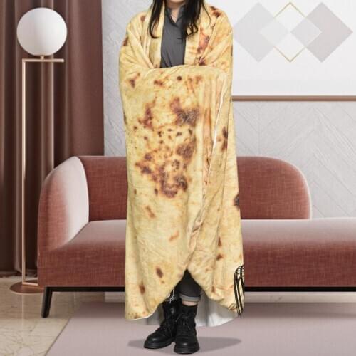 High Quality Burritos Tortilla Blanket Realistic Food Throw Blanket Travel Blanket Nap Blanket Picnic Cushion Comfortable Warm