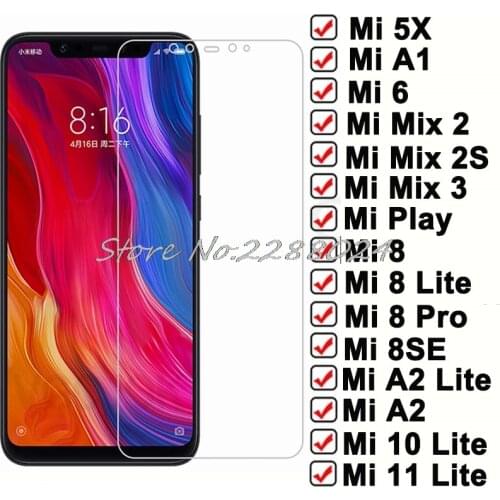 9D Protection Tempered Glass For Xiaomi Mi A1 6 5X Play A2 Lite 8SE 8 Pro Mi6 10 11 Screen Protector Mix 2S 2 3 Mix2 Safety Film