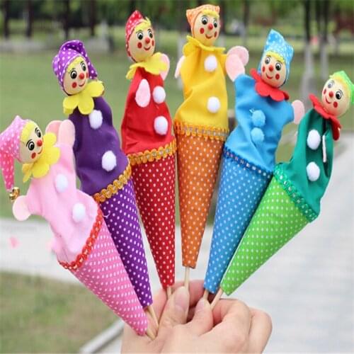 6Pcs Kawaii Clown Puppet Parent-Child Preschool Toys Baby Learning Game Props Colorful Marioneta Telescopic Stick Dolls Toys