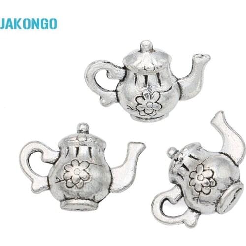 10Pcs Antique Silver PlatedTeapot Charms Pendants for Jewelry Making Necklace Bracelet DIY Handmade Craft 17x12mm