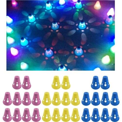 10x Plastic LED Skating Cones Marker Agility Pile Cups Floor Ground Light