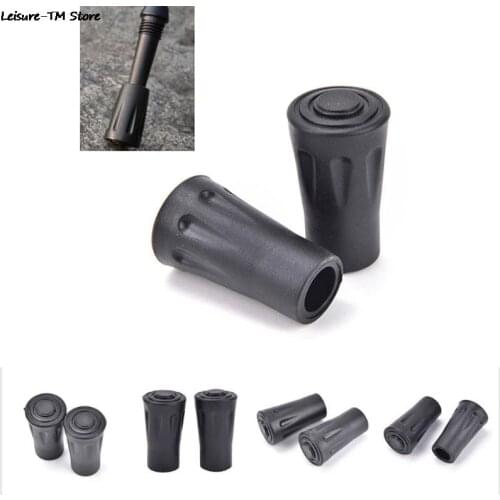 2Pcs/Set Rubber Tip Carbon Fiber Hike Telescope Stick Nordic Walk Camp Alloy Ferrule Crutch Bar Tungsten Trek Pole Basket