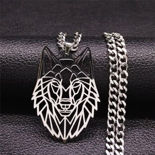2021 Fashion Wolf Animal Stainless Steel Necklace for Women/Men Silver Color Pendant Necklace Jewelry pendentif homme NXS03