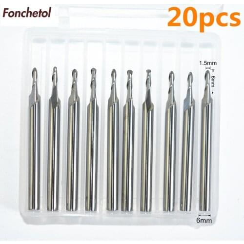 3.175mm*1.5mm*6mm-20pcs,CNC solid carbide End Mill,2 flutes ball nose woodworking router bit,wood tool,Relief Milling Cutter