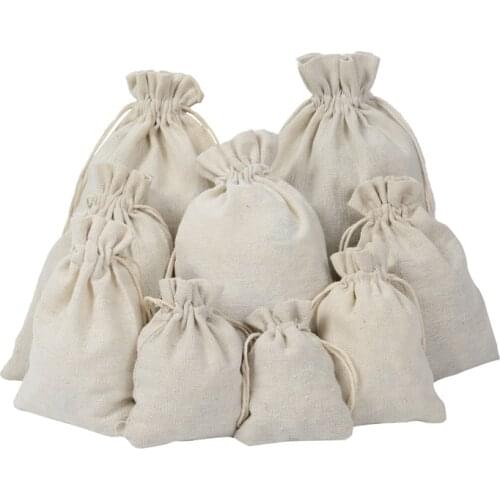 White Drawstring Natural Gift Bag Multiple Styles Gift Bag Jewelry Packaging Wedding Christmas Gift Bag with Candy Shopping Bags