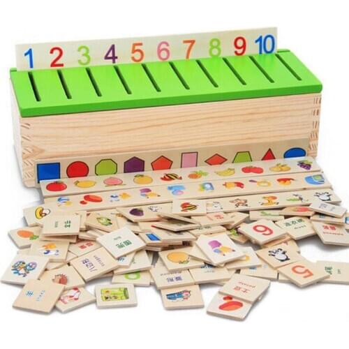 Montessori Knowledge Classification Box Learn-checkers Wood Box Toy for Children