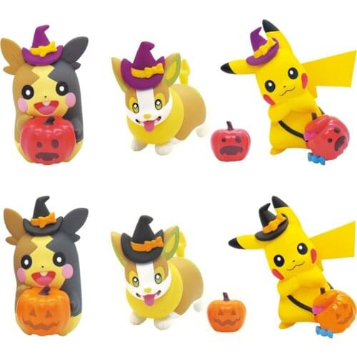 Genuine TAKARA TOMY Pokemon Anime Figure Pikachu Morpeko Yamper Halloween Gashapon Dolls Action Figure Model Toys Gifts