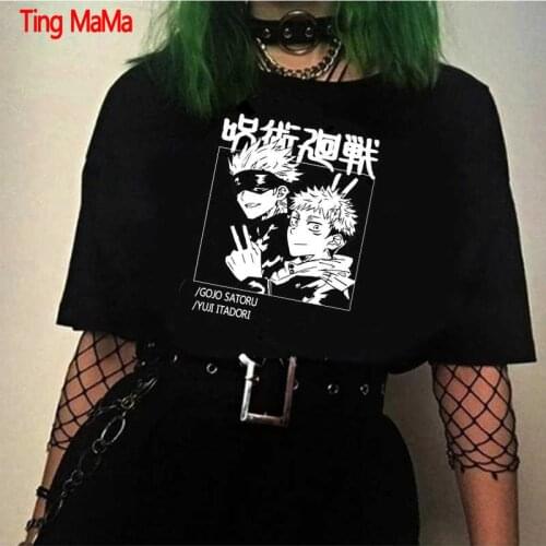 Jujutsu Kaisen Gojo Satoru Yuji Itadori tshirt t-shirt men casual kawaii print ulzzang 2021 tshirt t-shirt streetwear
