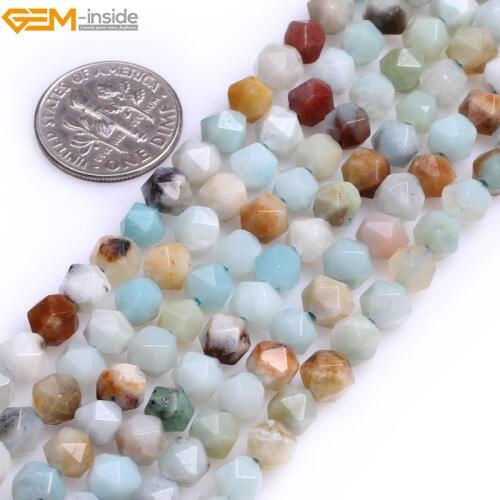 Gem-inside Natural AAA Grade faceted multicolor amazonite Beads For Jewelry Making Beads Strand 15" DIY Christmas Gift