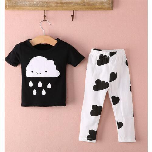 Baby boys clothes set summer clothing for girls short sleeve tshirts children Pants Leggings 2pcs cloud sport trousers kids