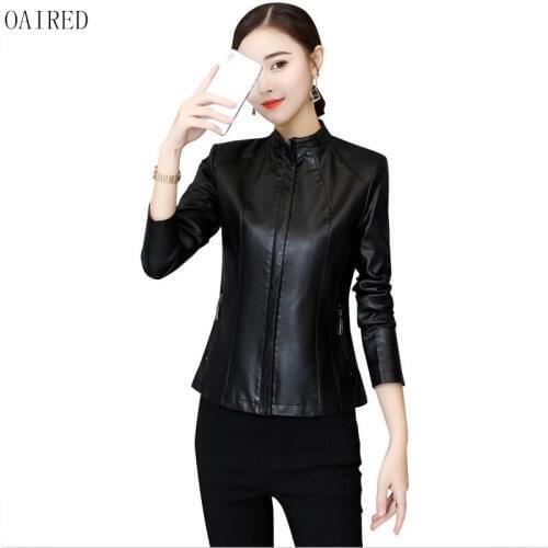 Plus Size Leather jacket Women Outerwear Spring 2021 New Leather Coat Women Short Slim Motorcycle Leather Clothing Female OAIRED