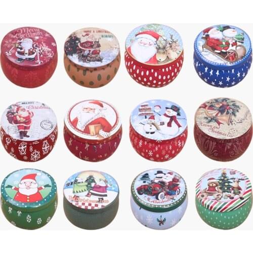 Mini Tin Box Christmas Santa Claus Snowman Sealed Jar Packing Boxes Christmas Candy Gift Box Kids Gift Random Style Delivery #BW
