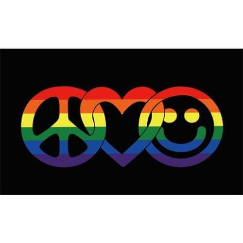 PEACE LOVE AND HAPPINESS Flag 3*5 ft 90*150 cm 100 d polyester Flying