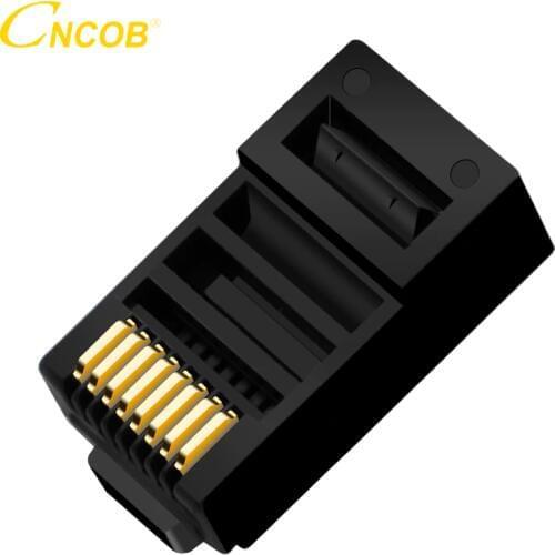 Cncob Cat5E 8P8C Modular Ethernet Cable Connector Crystal Plug Crimp Network RJ 45 Connector Black 30pcs