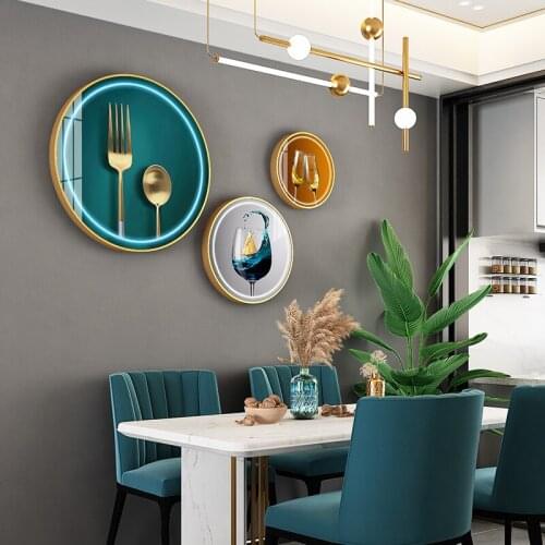 Nordic Style Dining Room Living Room Wall Decoration Painting TV Background Wall Painting 3 Piece Large Medium Small Round Mural