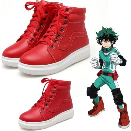 Anime My Hero Academia Izuku Midoriya Cosplay Shoes Casual Women Vulcanize Canvas Shoes Lace-Up High Top Shoes Summer Footwear