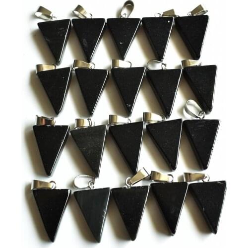 Wholesale 50pcs/lot fashion high quality natural black onyx triangle shape charms pendants for necklace making free shipping