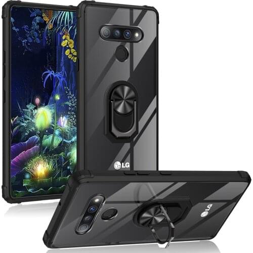 Military Grade Clear Crystal Phone shockproof Case with Ring Car Mount Kickstand for LG K51,LG Stylo 6