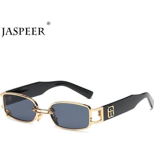 JASPEER Womens Sunglasses Korean Fashion Rectangle Sunglasses Brand Designer Steampunk UV400 Sun Glasses Men Punk Eyewear