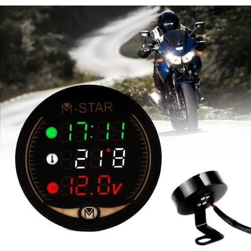 LED 3-in-1 Motorcycle Meter 12V Waterproof Time Temperature Voltage Display Table For Kawasaki Ninja GPZ500 EX500 650R ER6 F N