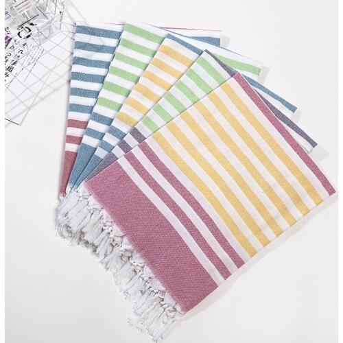Large Size Pure Cotton Knitted Stripe With Tassel Bath Towel For Adult Student Office Shawl Travel Camping Sauna Beach Towels