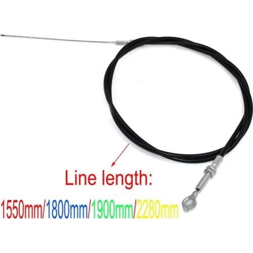 1550mm/1800mm/1900mm/2280mm Round Hole Head Throttle Cable Metal Black Cycling Riding Assembly Go Kart