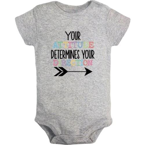 Your Attitude Determines Your Direction Printed Newborn Baby Girl Boys Clothes Short Sleeve Romper Outfits 100% Cotton