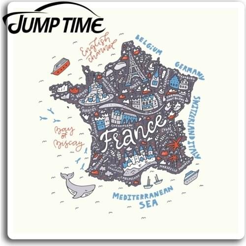 Jump Time for France French Travel Map Vinyl Stickers Sticker Laptop Luggage Car Bumper Decal Waterproof Car Accessories