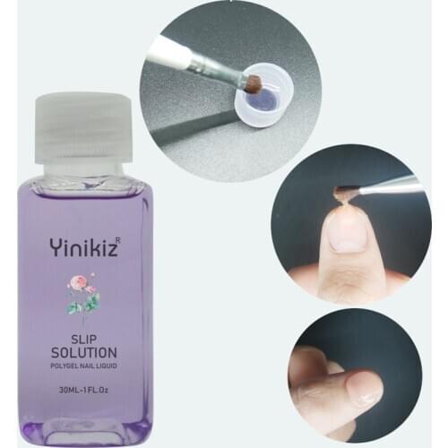 Yinikiz 30ml Purple Liquid Slip Solution Poly Extension Nail Gel Nail Form Model Dual Funcation Brush Nail Gel Varnish Tools