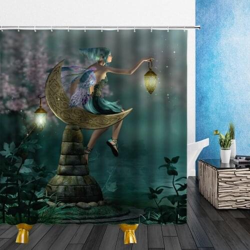 Jungle Landscape Shower Curtains Flower Fairy Flowers Plant 3D Waterproof Polyester Cloth Bathroom Decor Curtains With Hooks