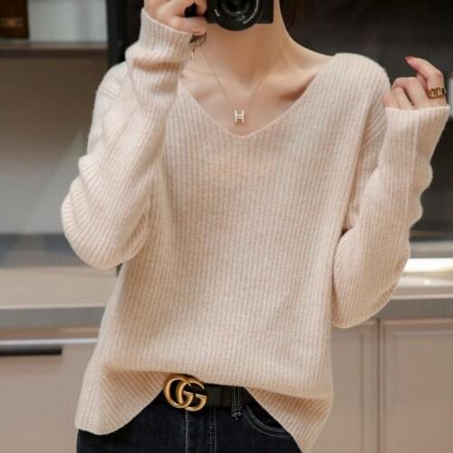 2021 Winter Spring Womens Knitwear sexy V-Neck Minimalist Tops Korean Hem Knitted Casual Sweaters