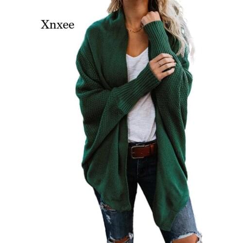 Sweater Cardigan Oversized Female Clothes Patchwork Batwing Sleeve Long Outerwear Women Winter Big Size Jacket Knitting Coat