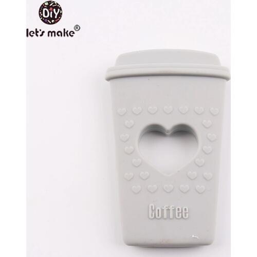 Lets make Gray Color 1pc Coffee Cup Shape Baby Nursing Accessories Silicone Teething BPA Jewelry Charms Necklace Baby Teether