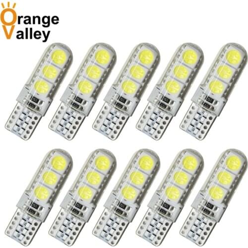 10Pcs High Bright T10 W5W Waterproof 5050 6 SMD LED Car Marker Lamp Reverse License Plate Bulb Side Turn Signal Light