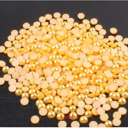 1000Pcs 2-5mm Flatback Rhinestones DIY Phone Nail Art ABS Gold Pearl Beads Round Spacer Beads for Jewelry Sewing Accessories E