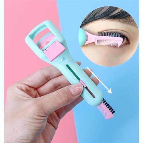 2PCS Eyelash Curler Portable 3 in 1 Lash Curler with Comb Brush & 2 Refill Pads Makeup Eyelash Applicator Tools for Women Girls