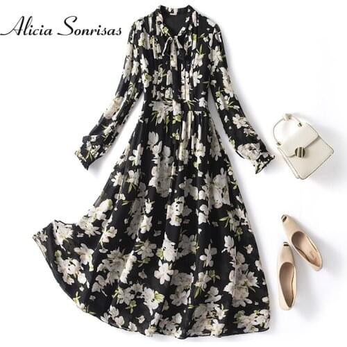 2021 Spring Plus Size Womens Clothing New Temperament Printed Chiffon Fat Sister Slim-Fit Figure Flattering Retro Long Dresses