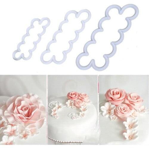 3PCS One-piece Rose Mold Plastic Fondant Cake Mold Sugar Skin Printing Mould Baking Tools Fondant Cake Decorating Tools Dropship